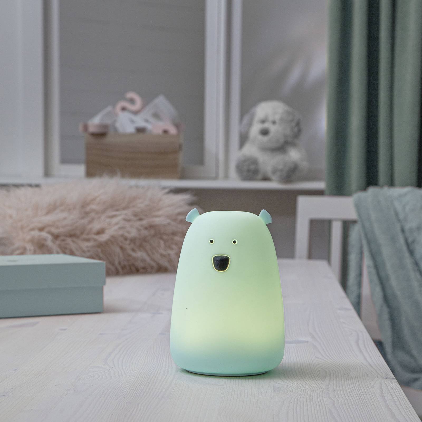 LED-bordlampe Big Bear, nattlys, fargeendring