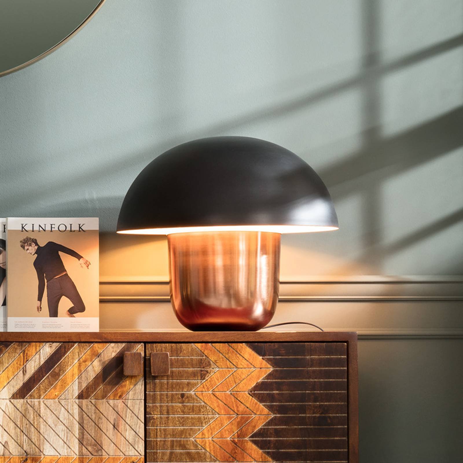 KARE Mushroom - bordlampe, sopp, kobber/svart