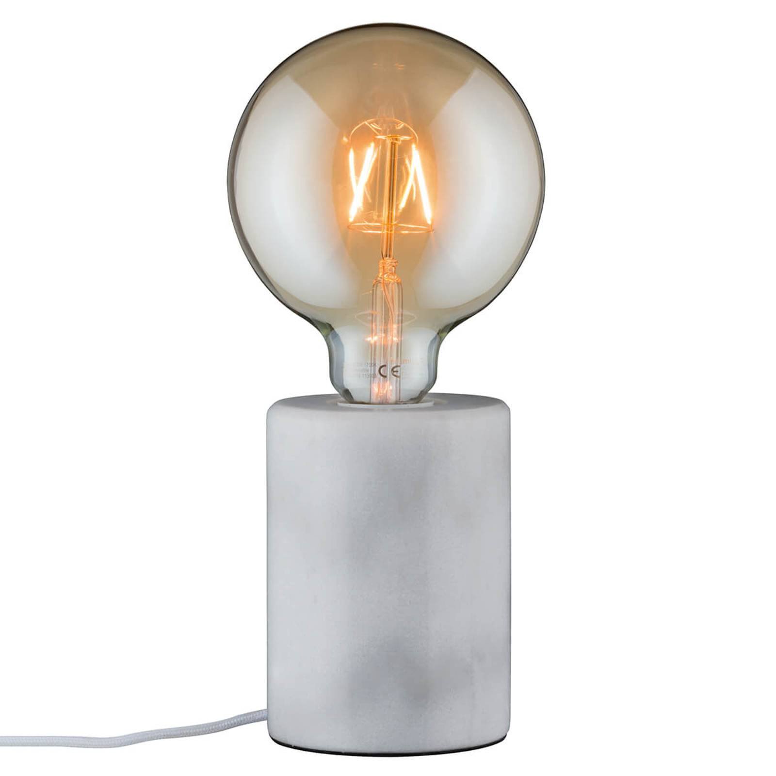 Hvit, puristisk bordlampe i marmor Nordin