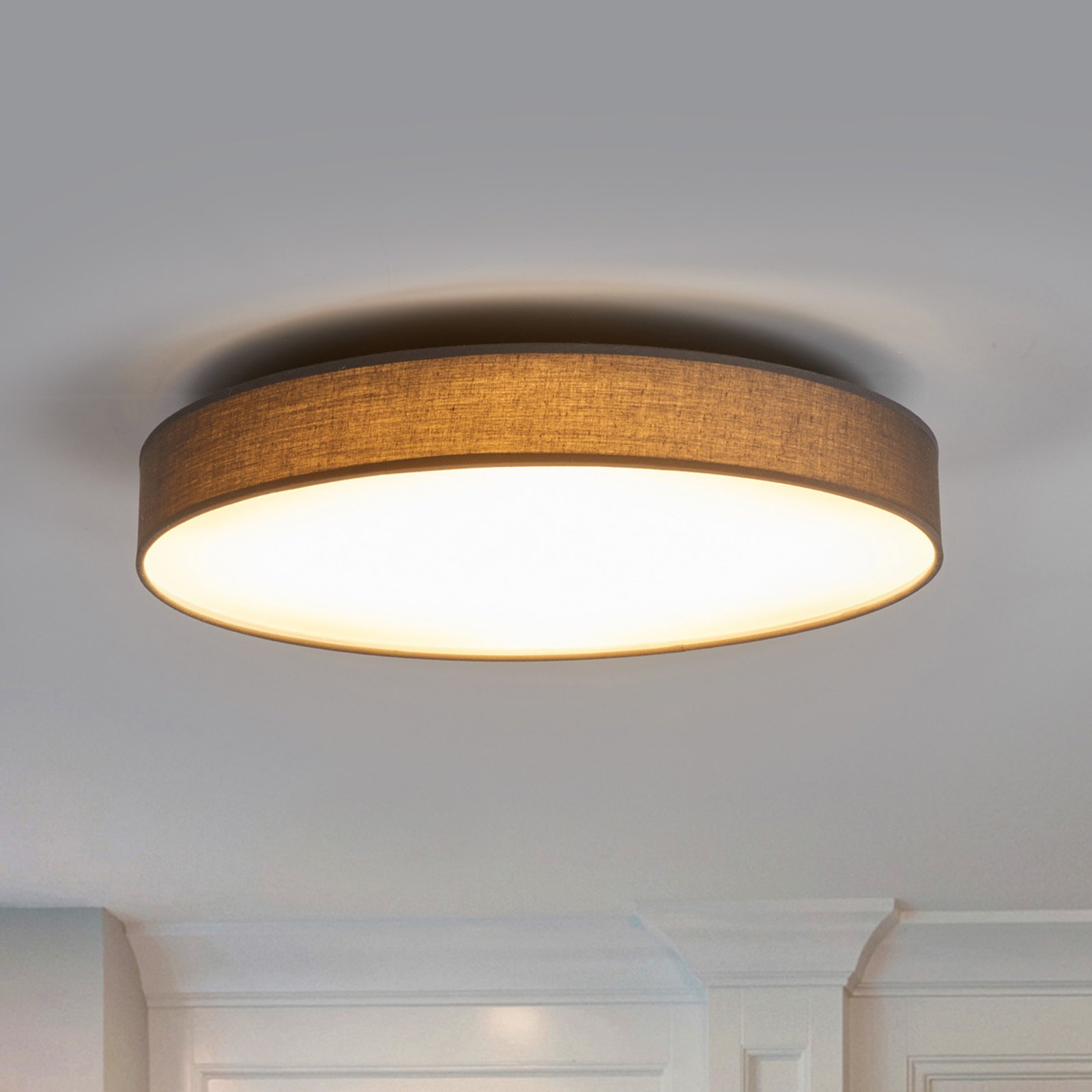 LED-stoff-taklampe Saira, 50 cm, grå