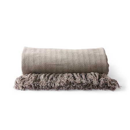 Cotton Zigzag Pledd Taupe 130x170 cm