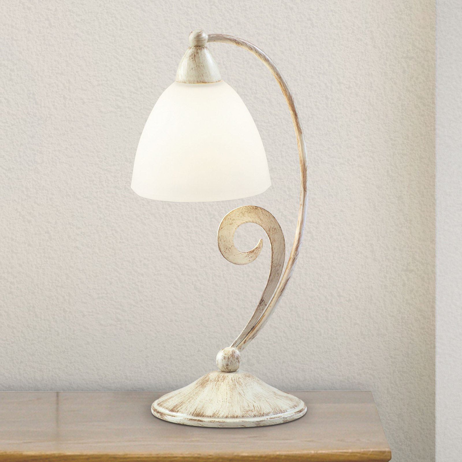 1730/1L bordlampe hvit satinert, elfenben