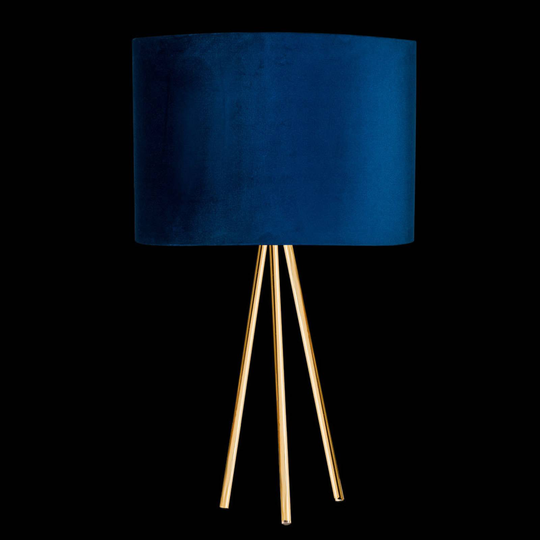 Bordlampe Monaco, trebeint gull, blå fløyel