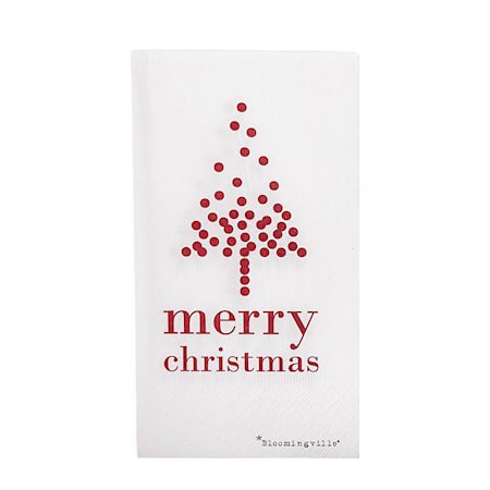 Julservietter Merry Christmas Hvit 16-pakning