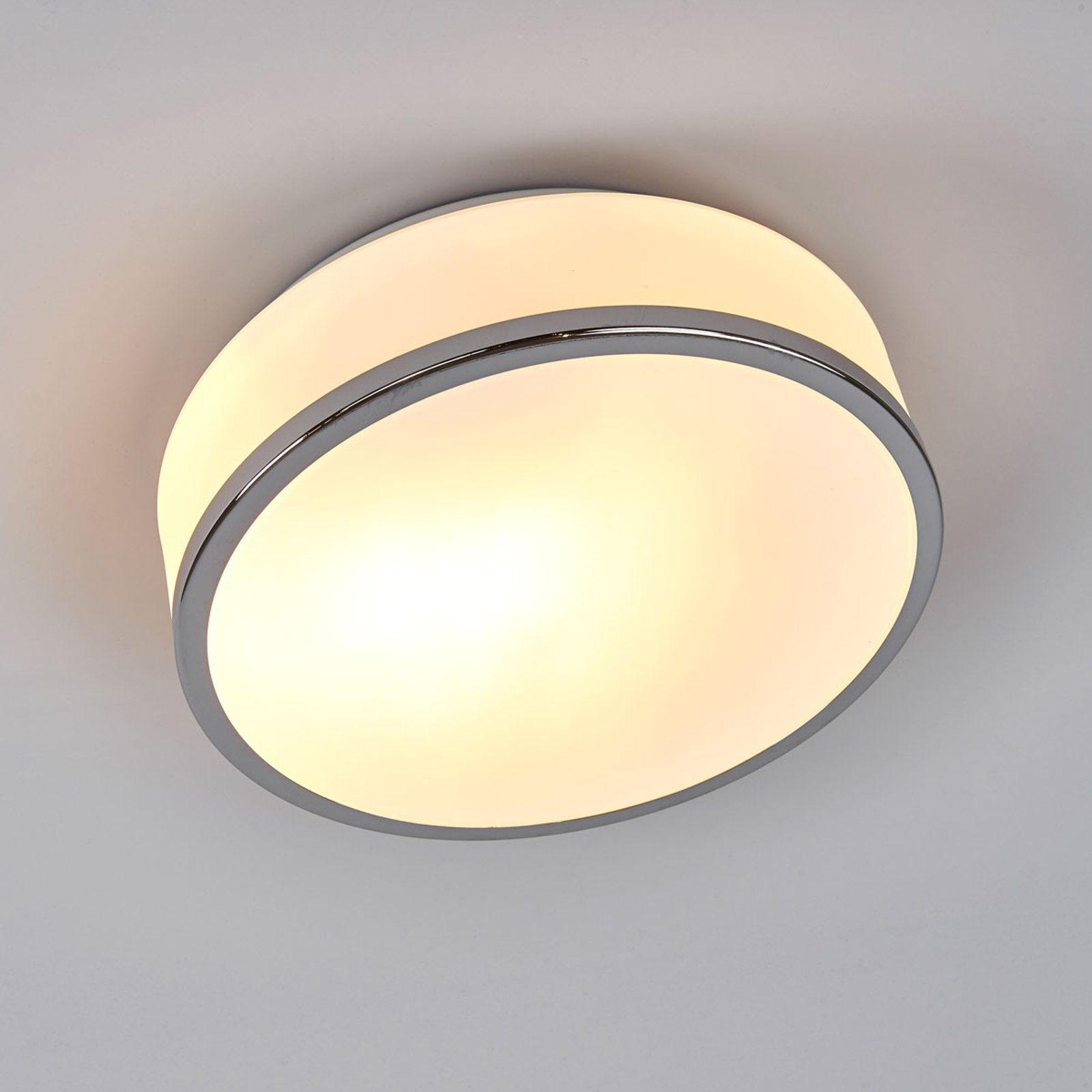Taklampe Flush IP44, Ø 23 cm, sølv satinert