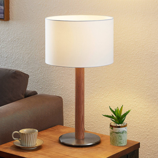 Lucande Heily bordlampe, sylinder, 21 cm, hvit