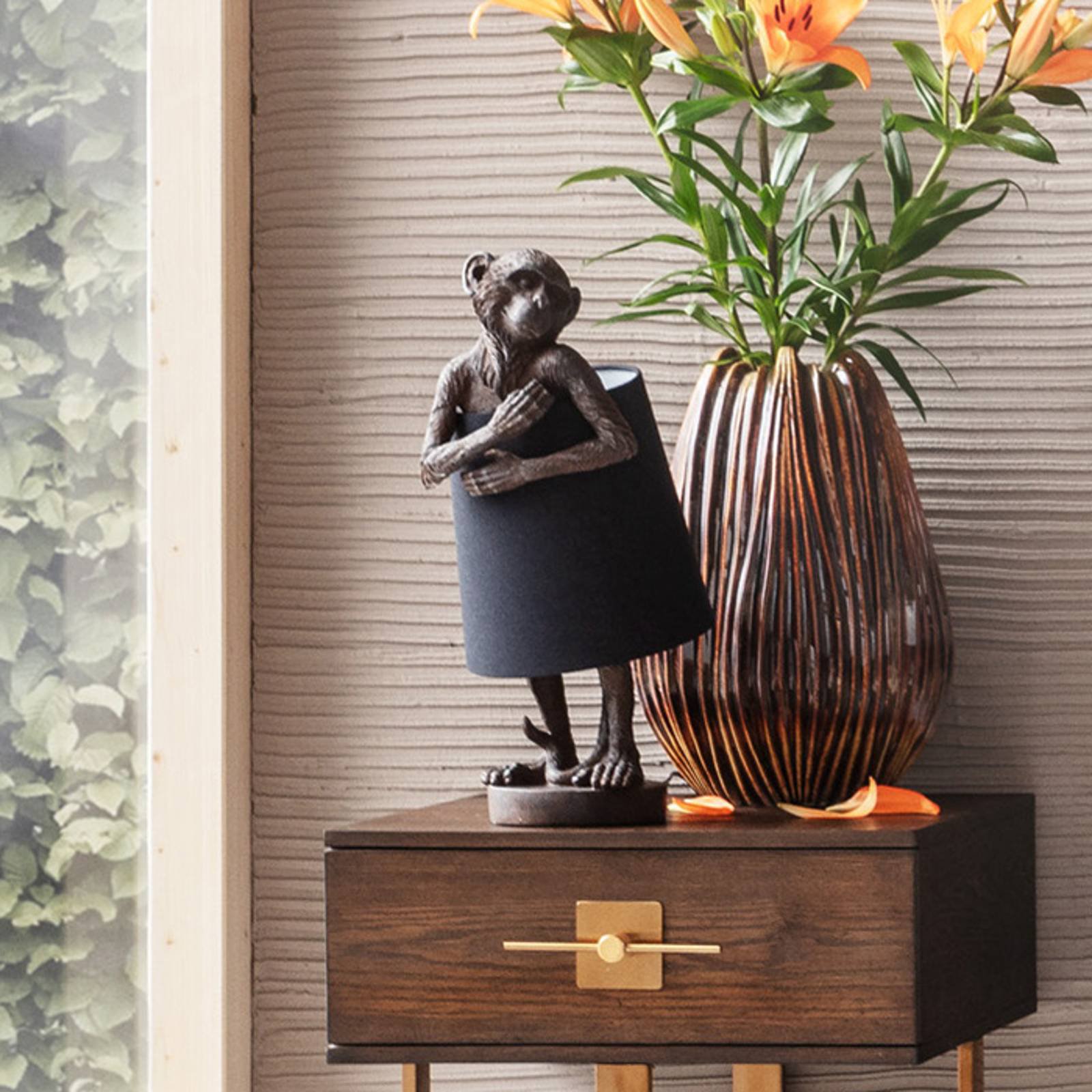 KARE Animal Monkey bordlampe brun/svart