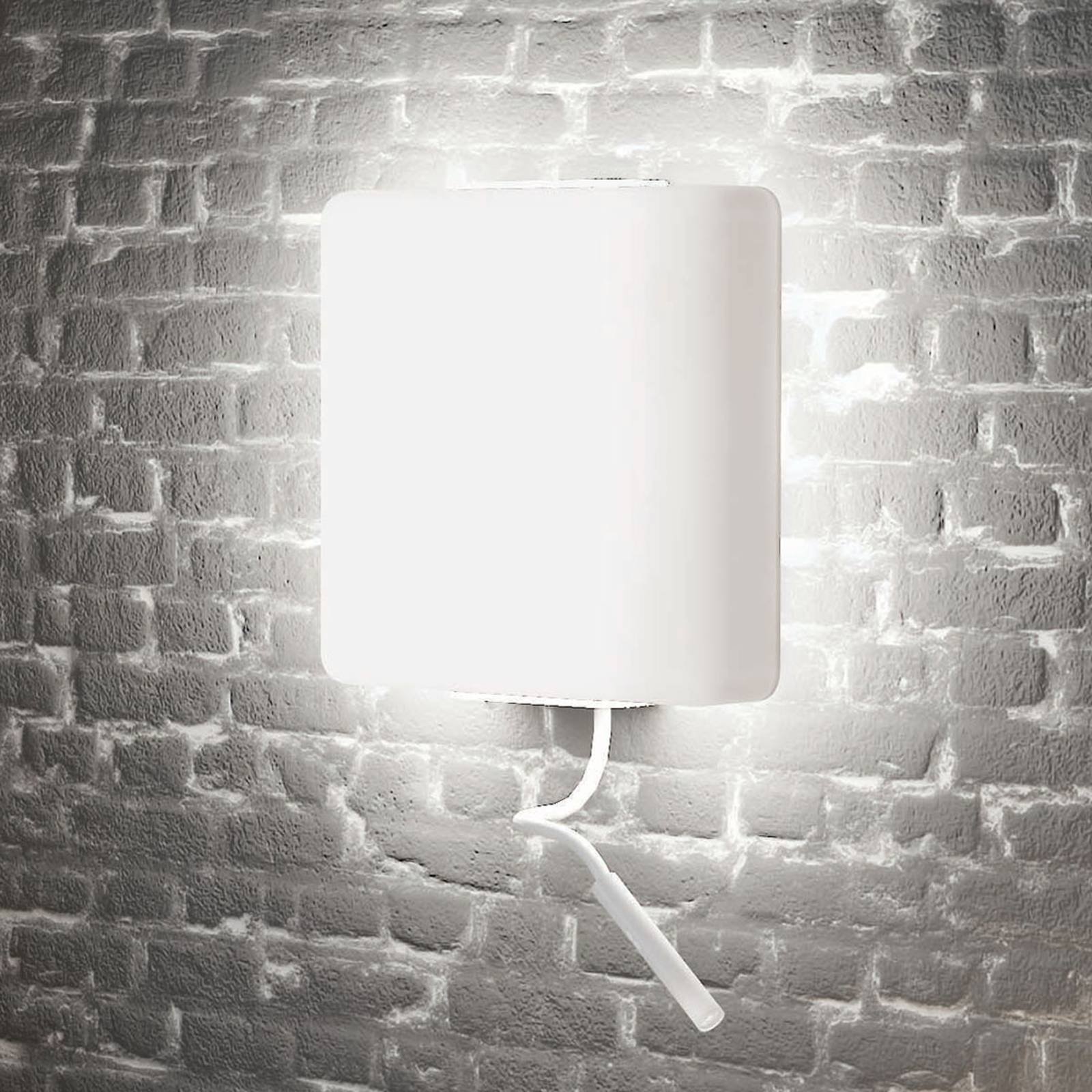 LED-vegglampe Square med leselampe, hvit