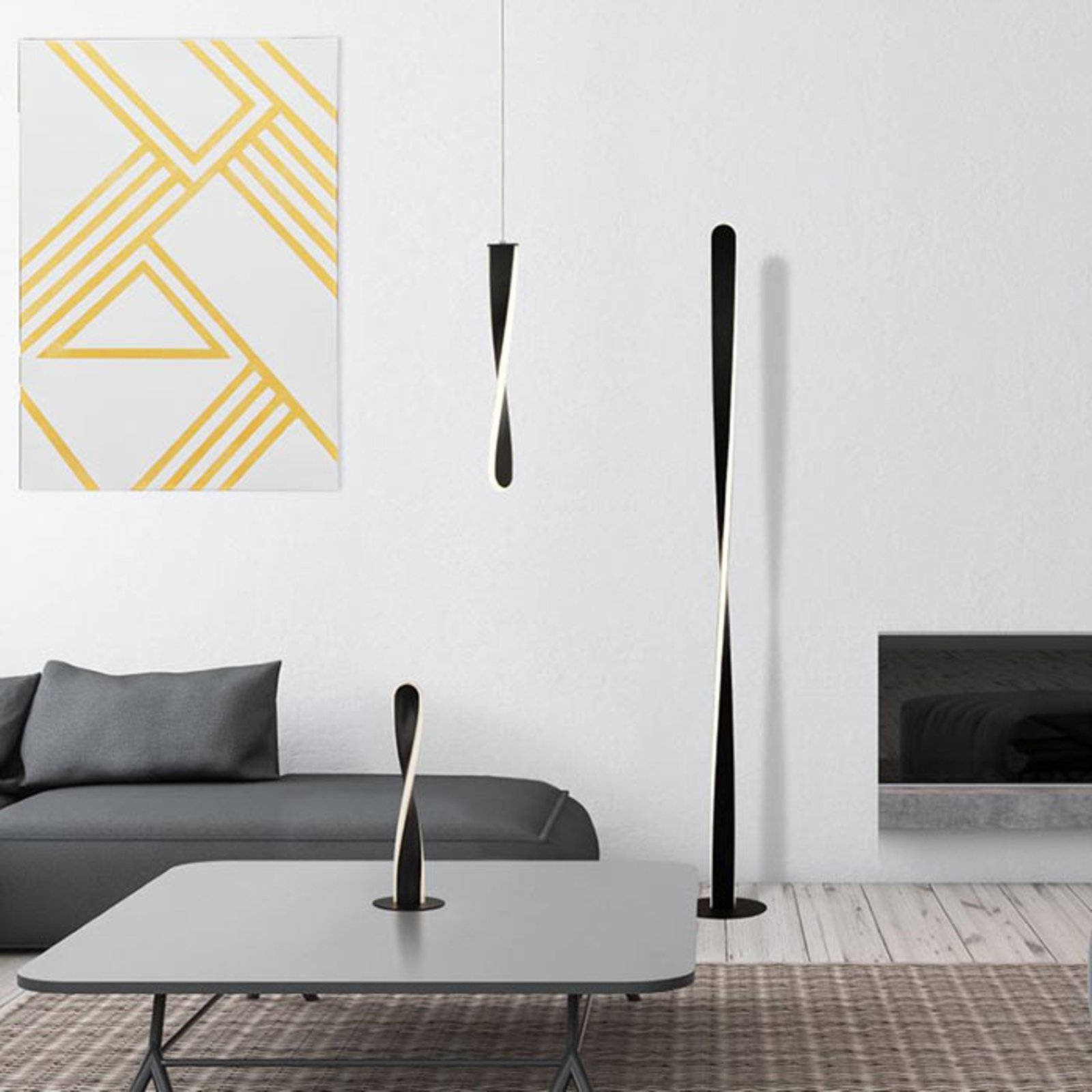 LED-bordlampe Paddle i dreid form