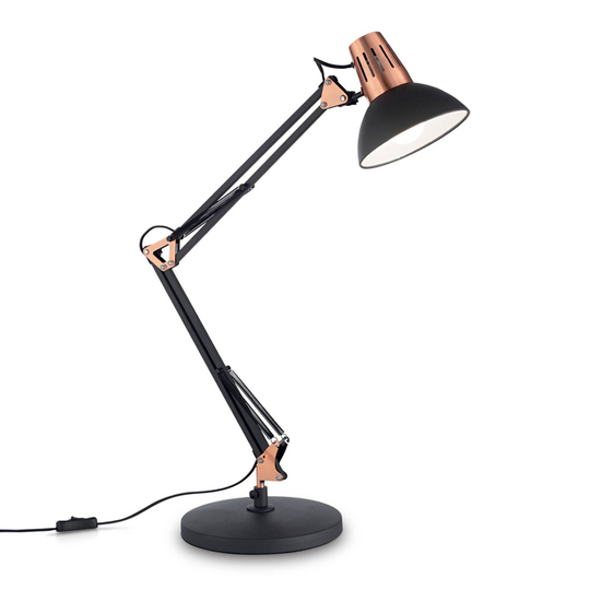 Bordlampe Wally med leddarm, svart/kobber