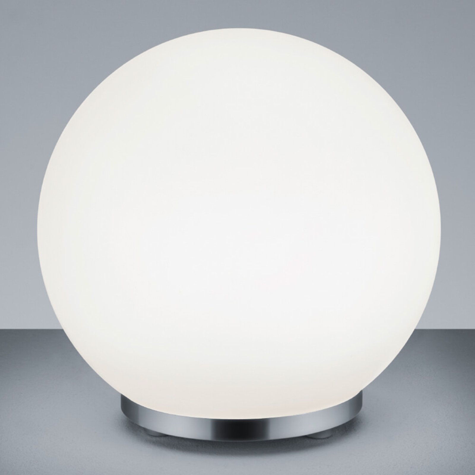 George – rund bordlampe i glass med fjernkontroll