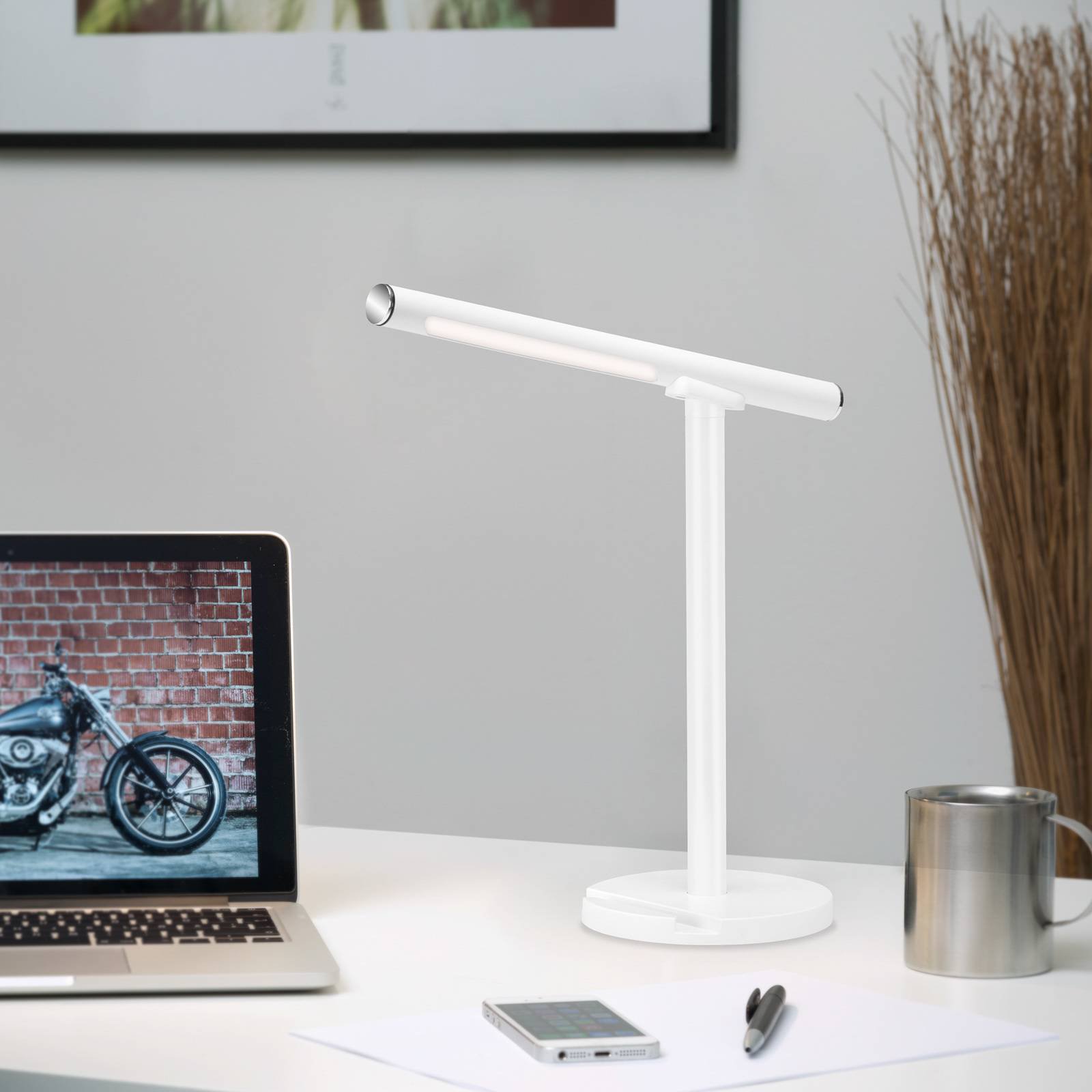 LED-bordlampe Everywhere, USB med batteri, hvit