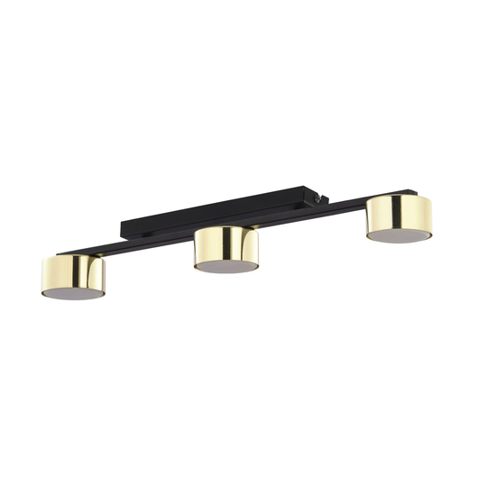 Dallas taklampe, 3 lyskilder, svart-gull