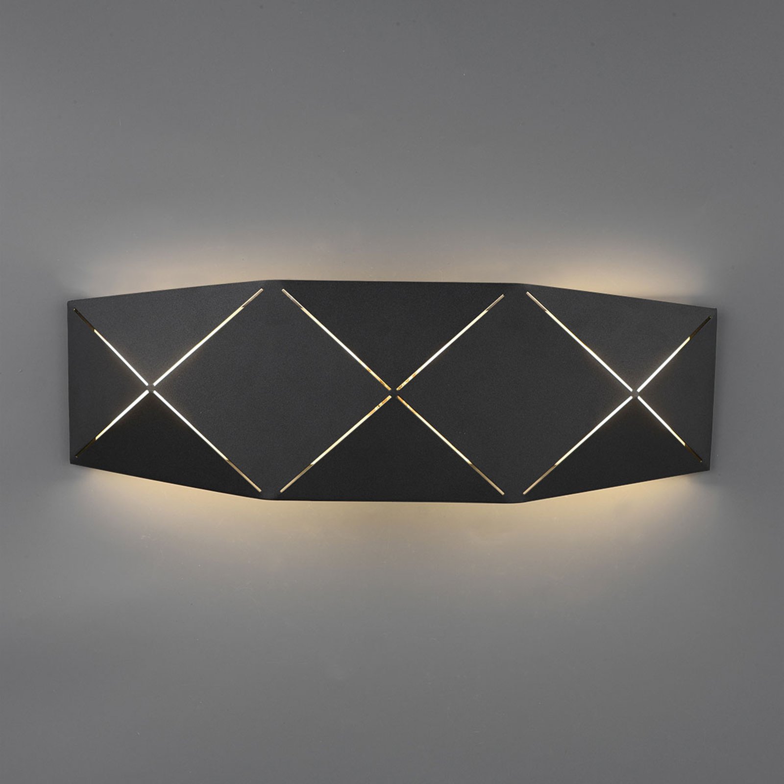 LED-vegglampe Zandor i svart, bredde 40 cm