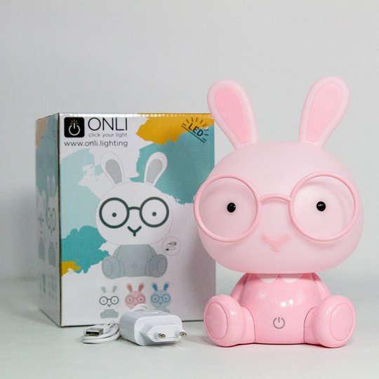 Bunny LED-bordlampe til barnerom, rosé