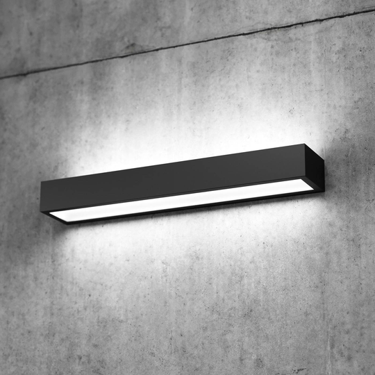 LED-vegglampe Mera, bredde 40 cm, svart, 4 000 K