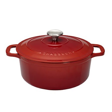 Gryte Rund 4,0 l. 24cm, rubin (svart innside)