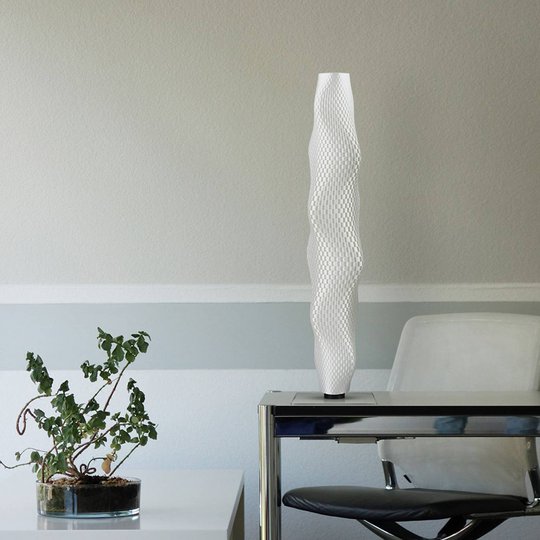 LED-gulvlampe Flechtwerk Kaktus, 75 cm, hvit