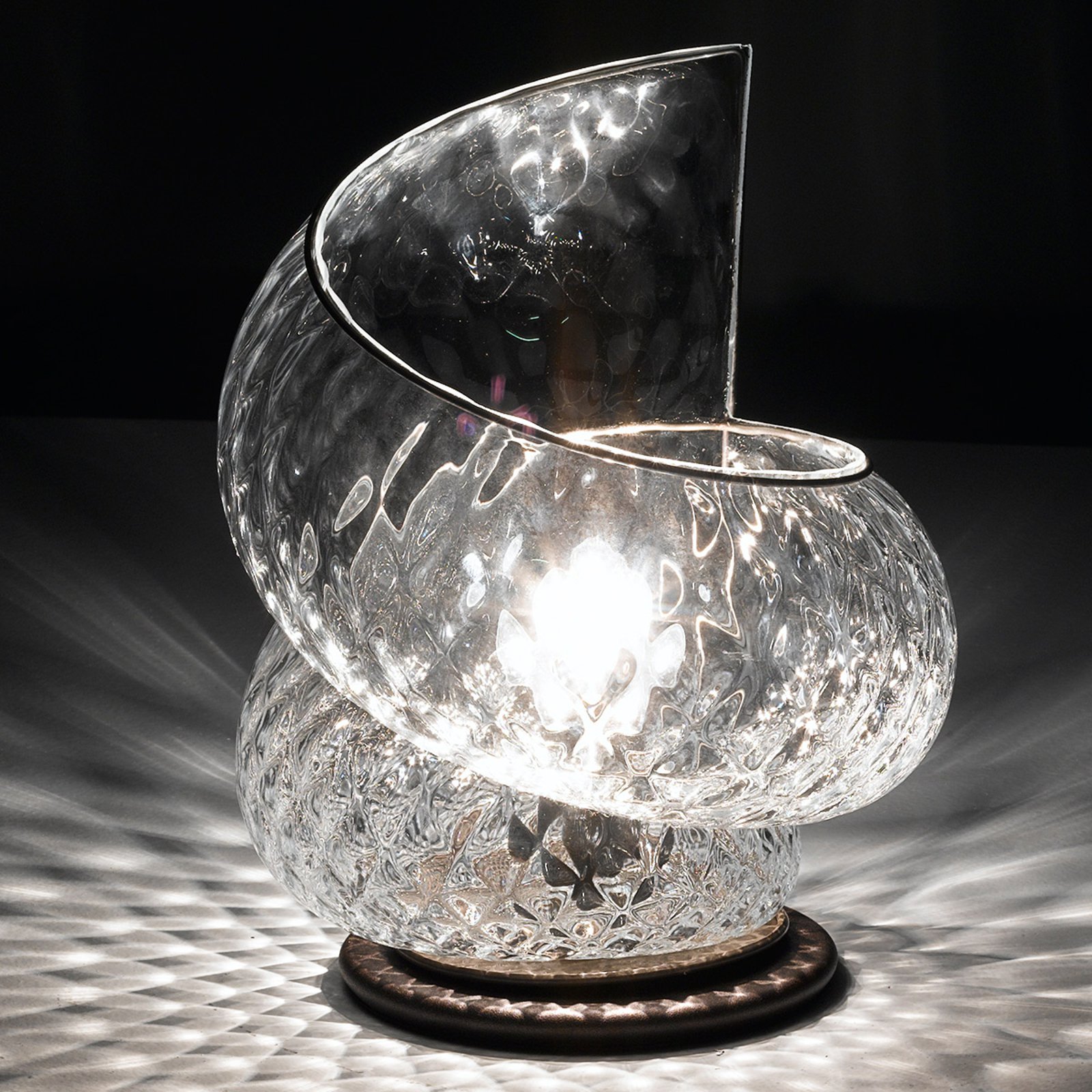 Bordlampe Chiocciola med klart glass