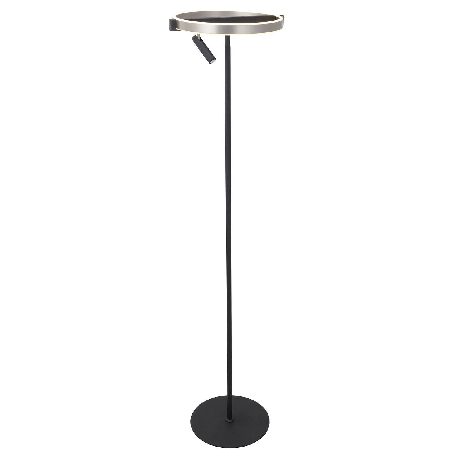 Lucande Matwei LED-gulvlampe, ringformet, nikkel