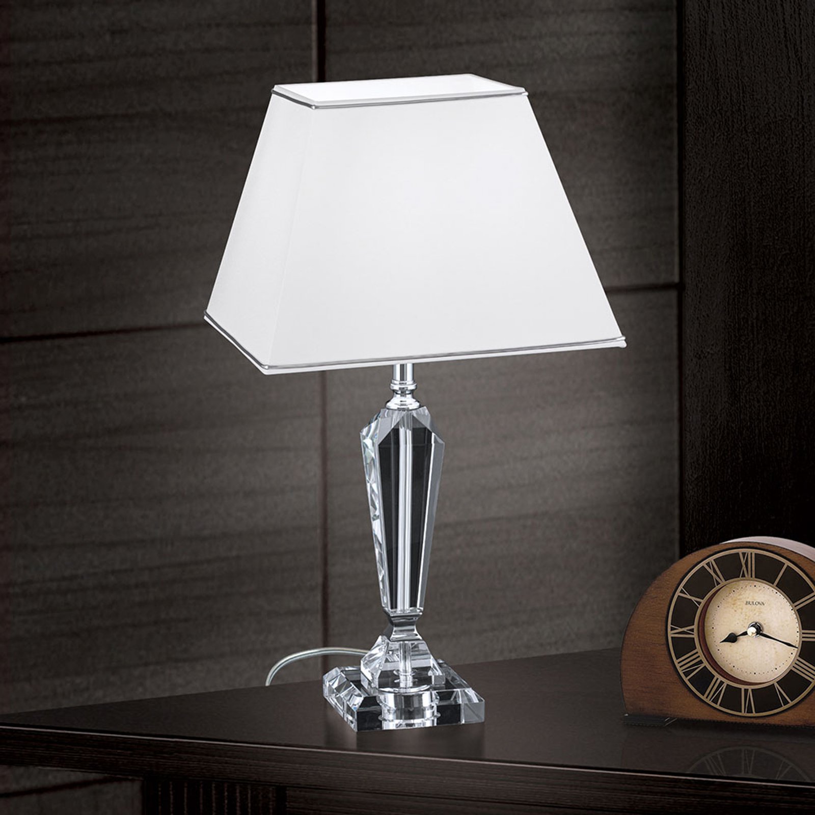 Bordlampe Veronique, fot smal, hvit/krom