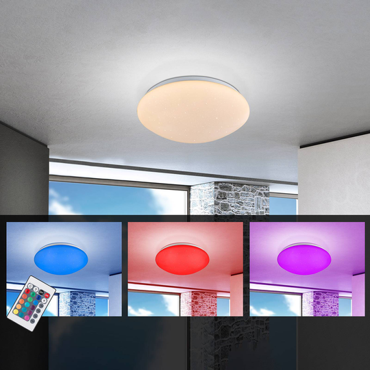 LED-taklampe Atreju I, RGBW, dimbar, Ø 29 cm