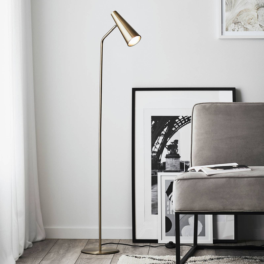 Peak gulvlampe, justerbar, antikk messing
