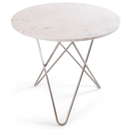 O Table Spisebord Rustfritt Stål/Hvit Marmor Ø80