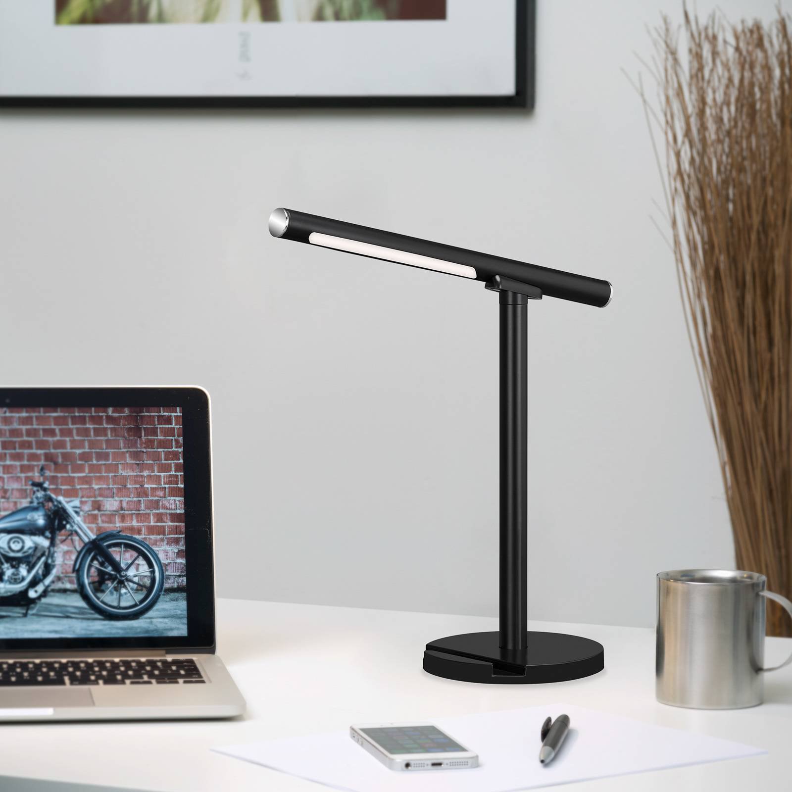 LED-bordlampe Everywhere, USB med batteri, svart