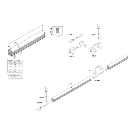 LED-lyslist EcoLite F HO montering, 4 000 K,115 cm