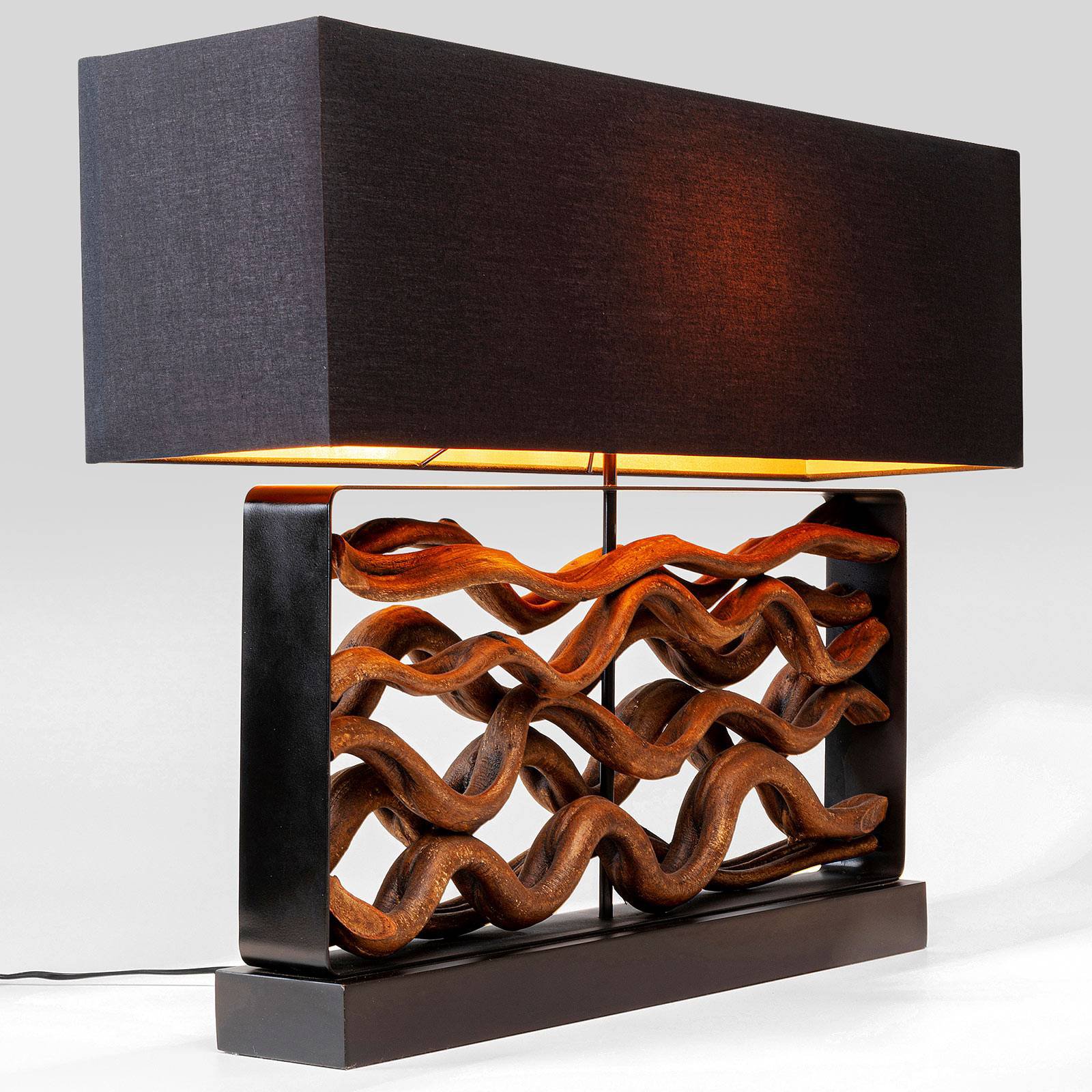 KARE Nature Wave bordlampe, tre og tekstil