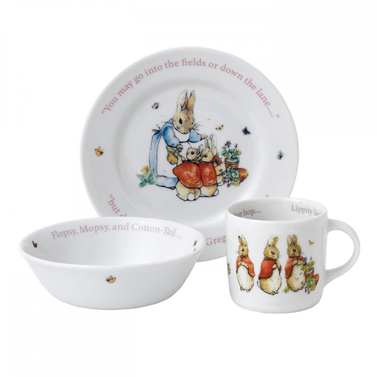 Wedgwood Peter Rabbit Nurseryware Petter Kanin Barneservise 3 Deler