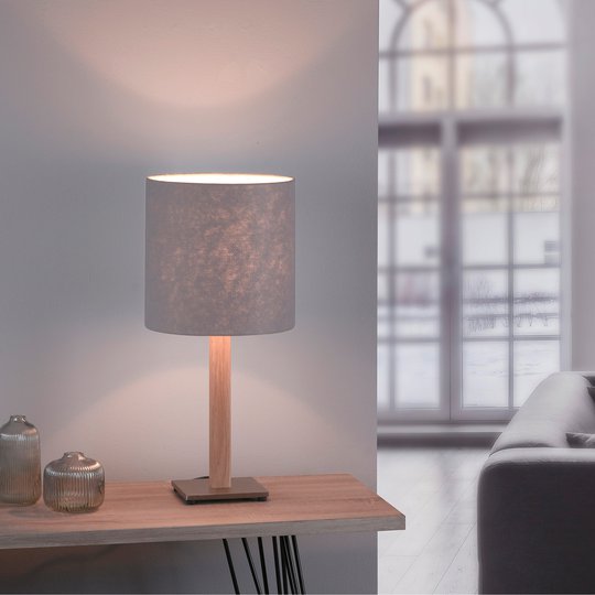 Lucande Elif bordlampe filt, kantet natureik