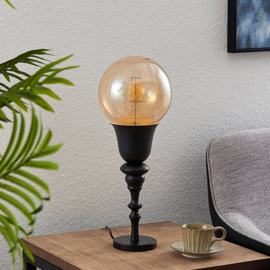 Lucande Gesja bordlampe, skjermløs, svart