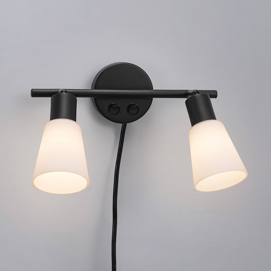 Vegglampe Cole av glass og metall, 2 lyskilder