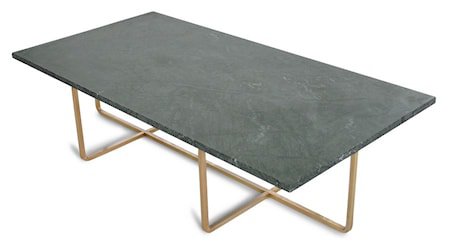 Ninety Table XL - Grønn marmor/messingstomme H30 cm