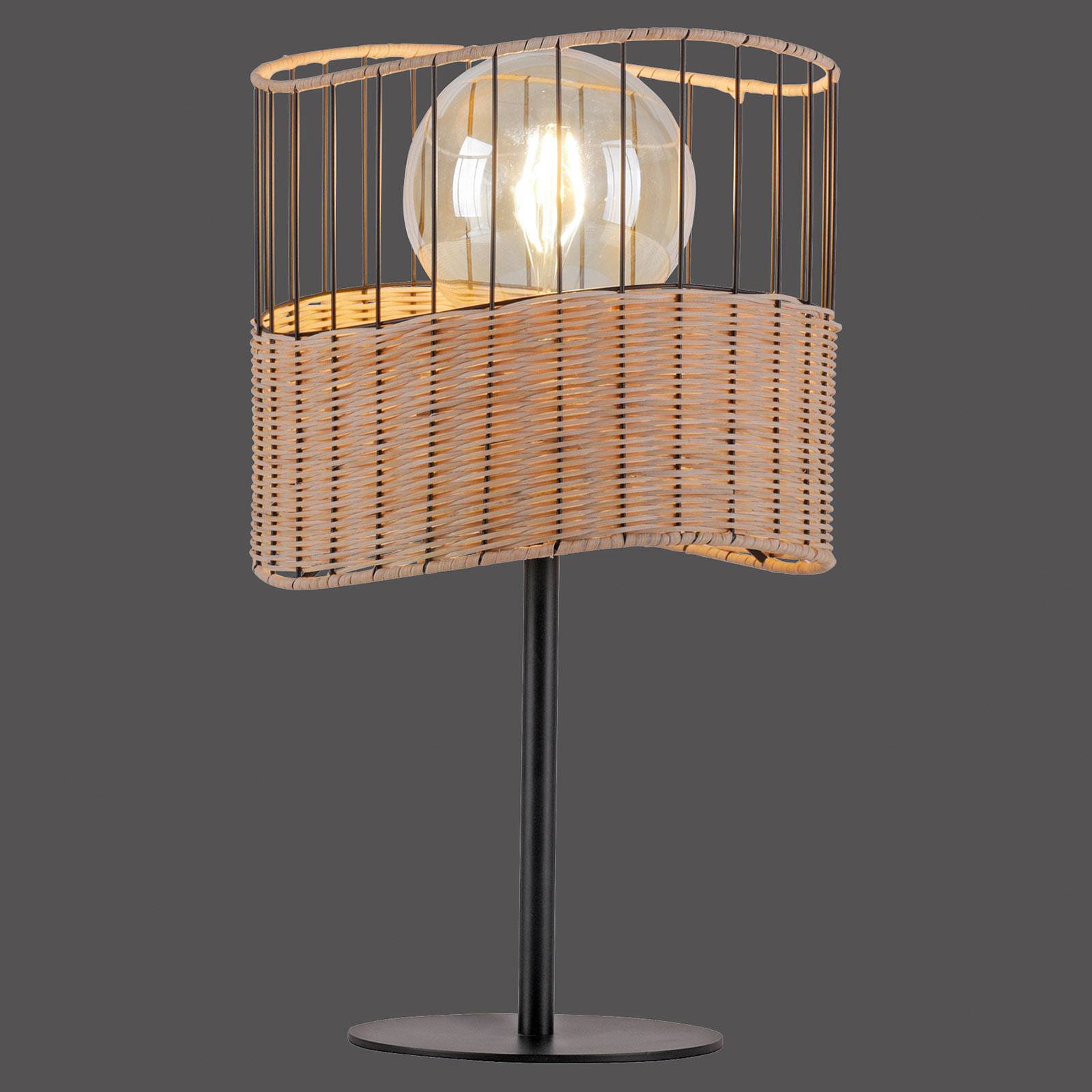 Reed bordlampe av tre og metall