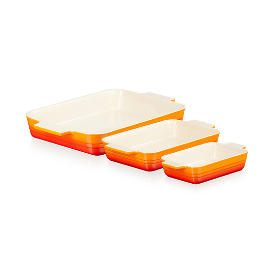 Le Creuset Volcanic Rektangulær Ildfast Form Sett 3stk