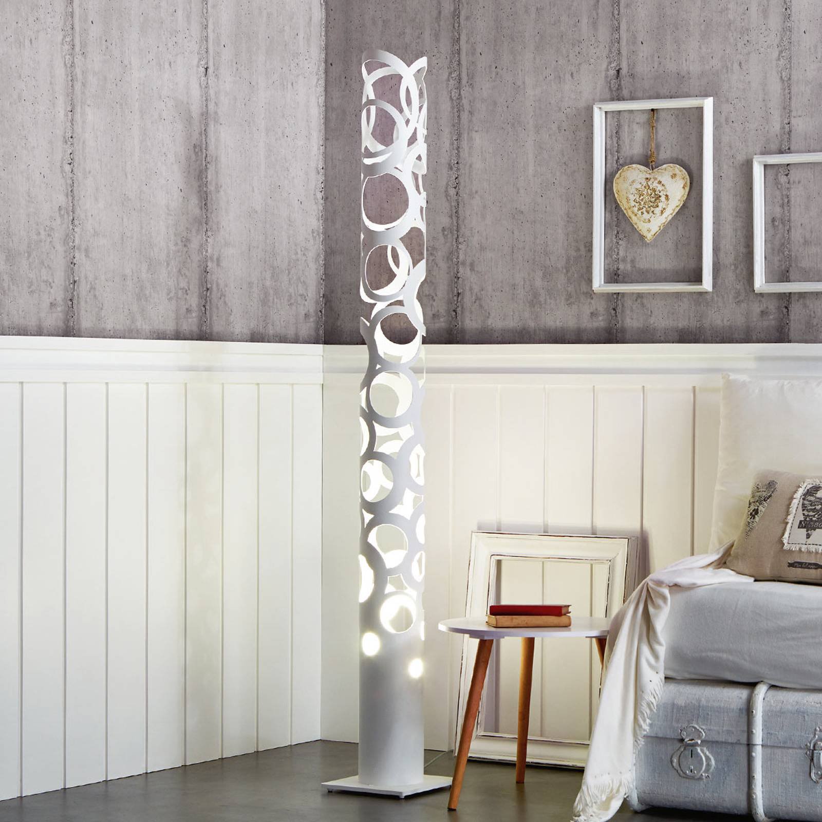 Hvit designgulvlampe Thor