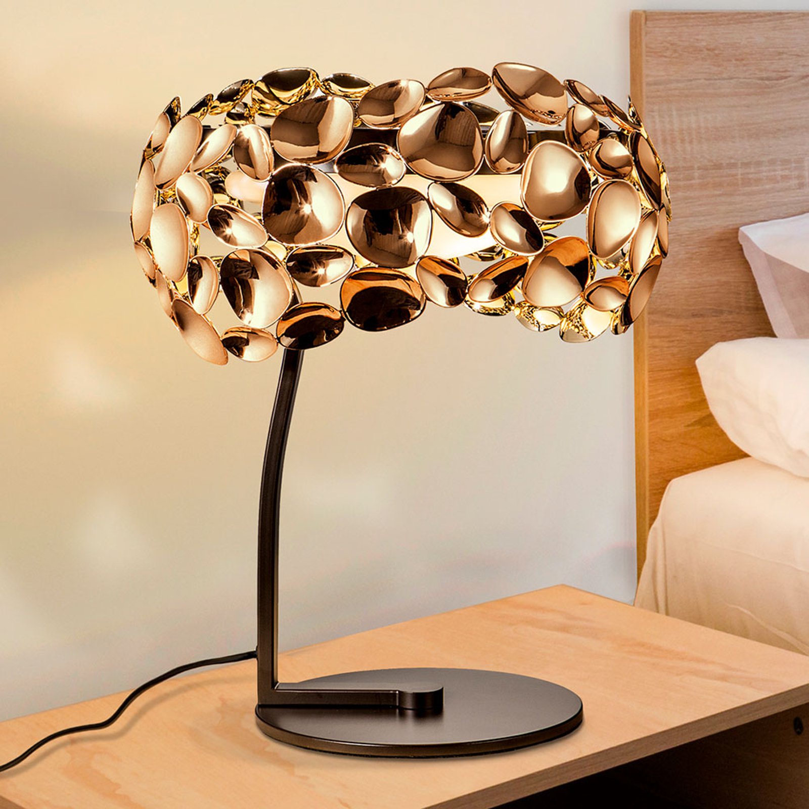 LED-bordlampe Narisa, rosegull/brun