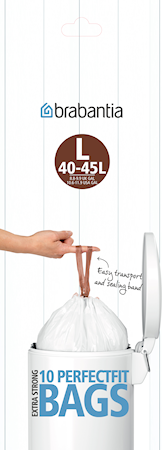 Søppelposer L, 45 Ltr (10 poser/rulle) White