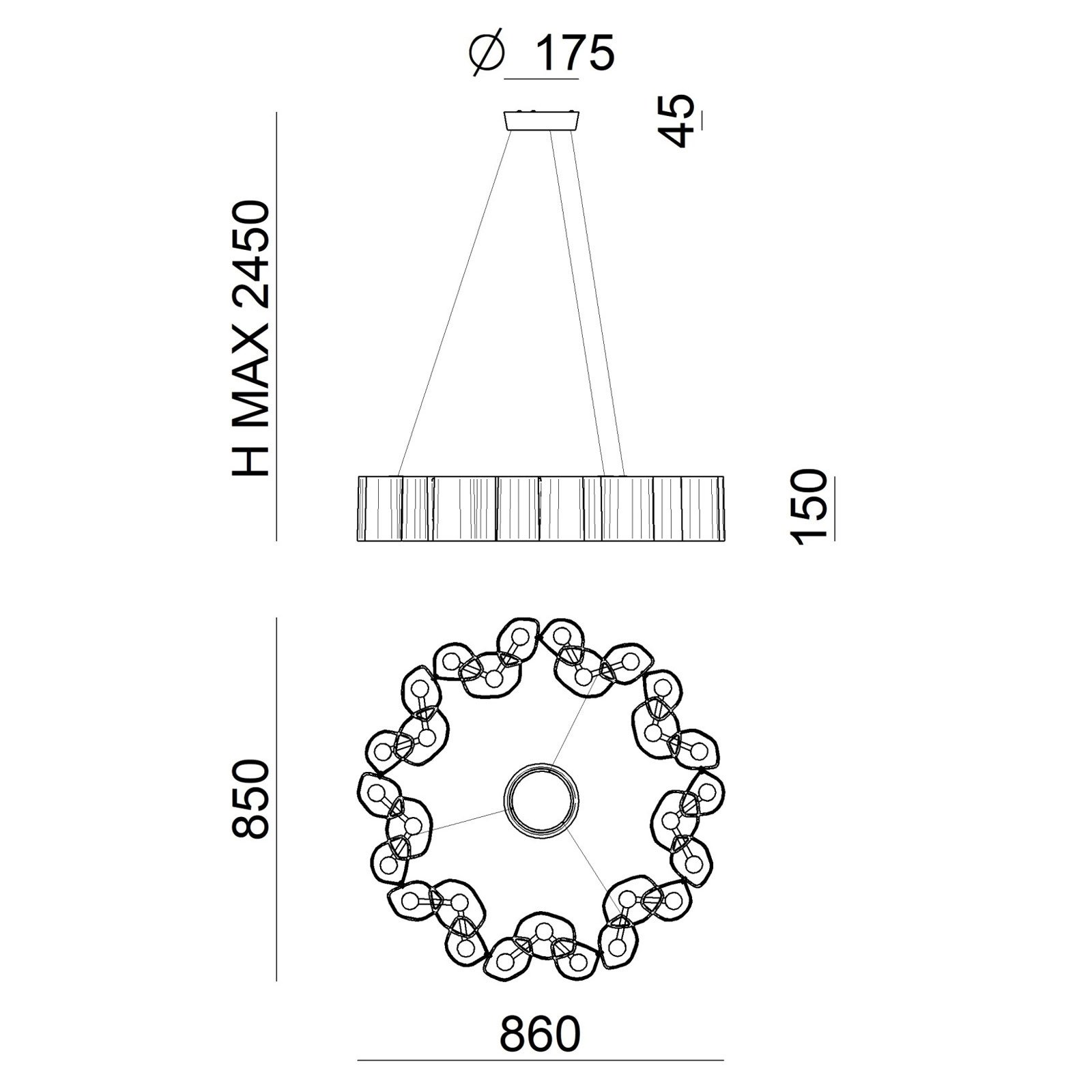 Honey LED-pendellampe, dimbar, rund, 86 cm