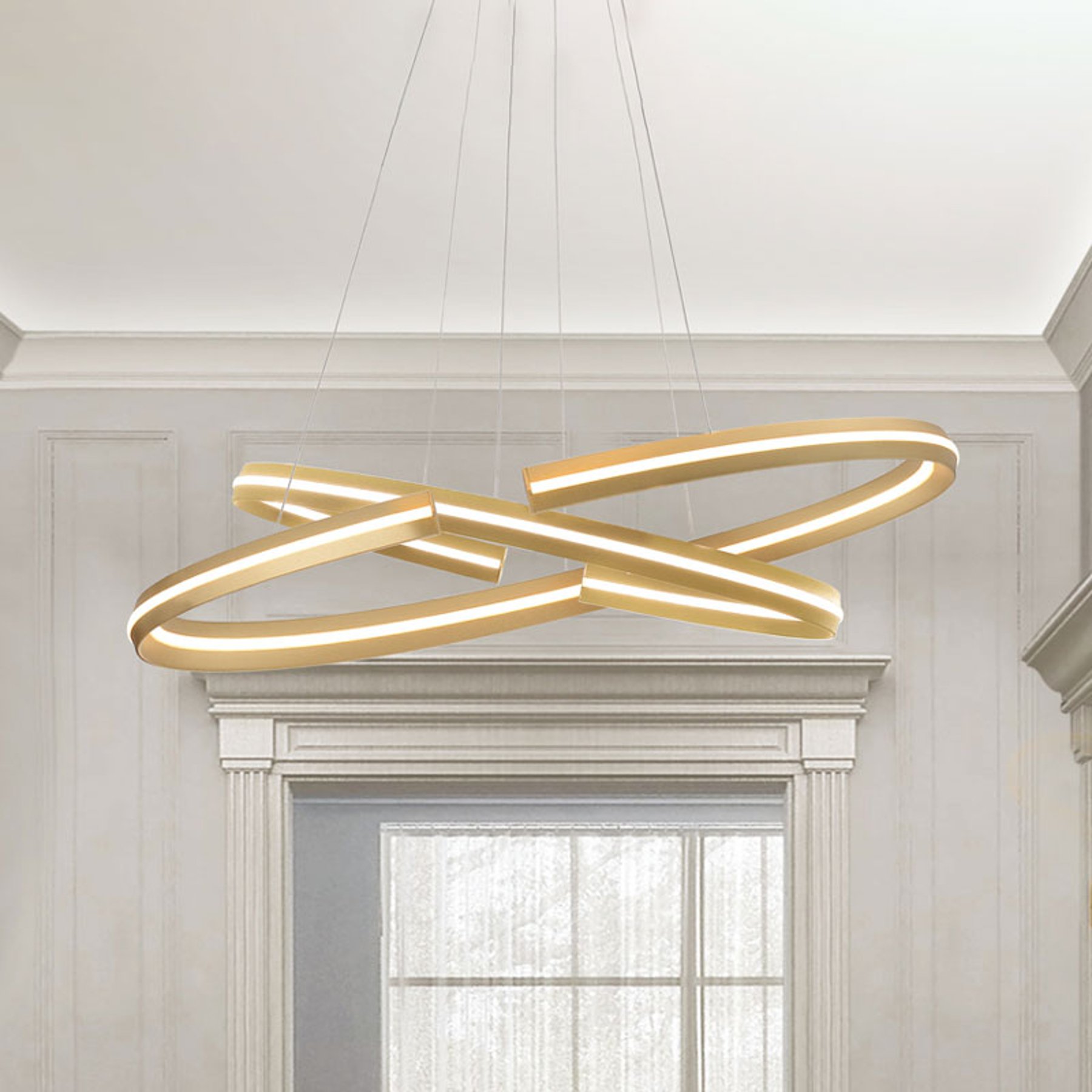 LED-hengelampe Elipse i oval form, 80x40 cm