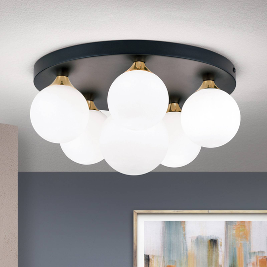 Taklampe Snowwhite, baldakin Ø 36 cm, svart