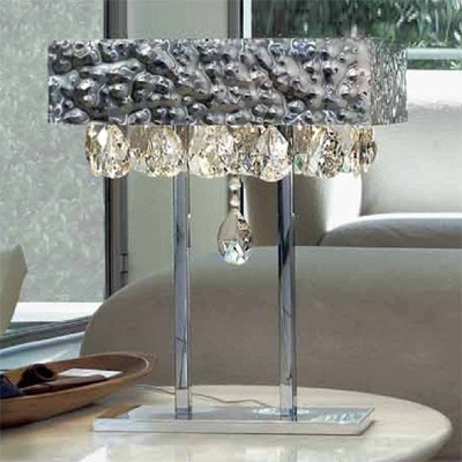Bordlampe MAGMA med krystalloppheng, klar