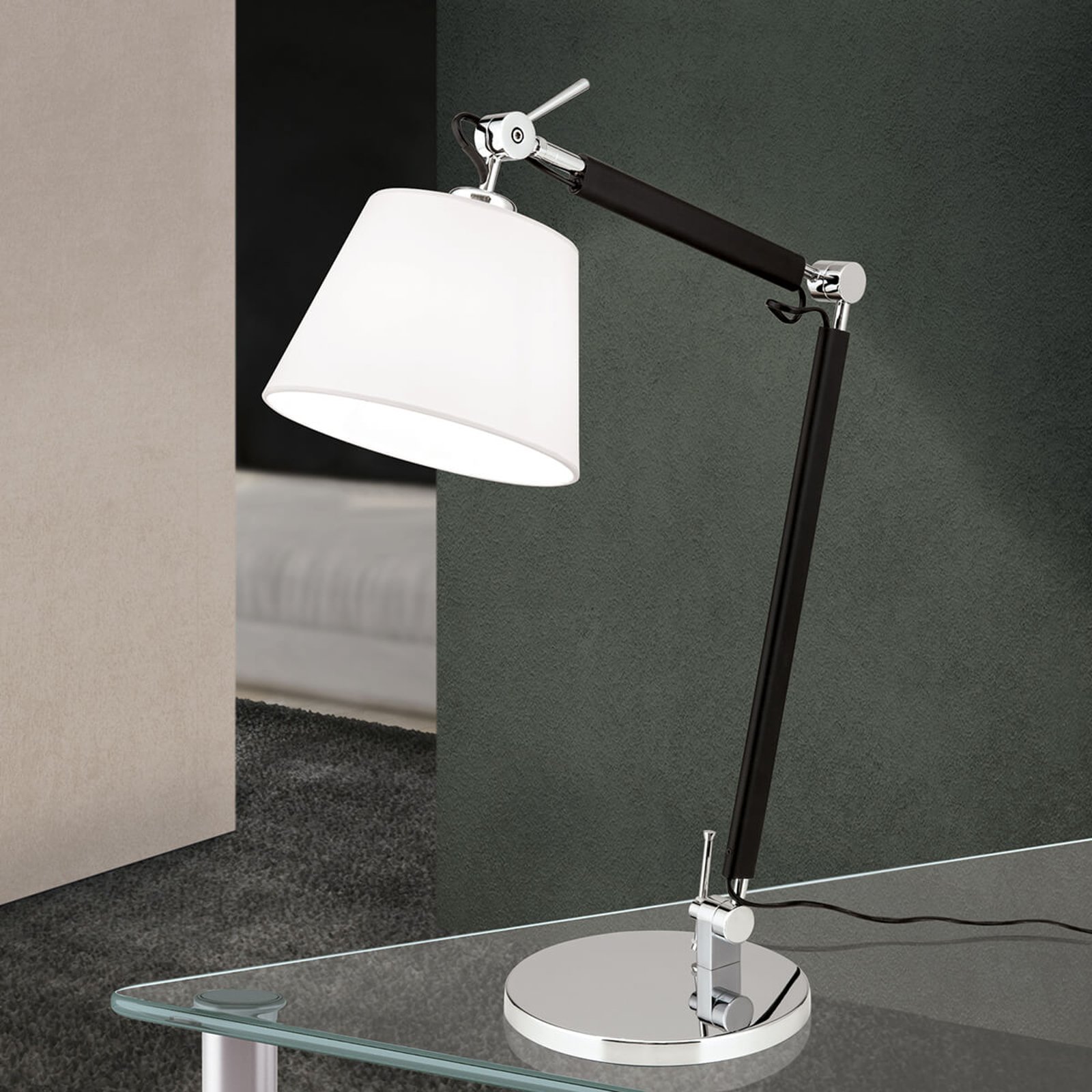 Fleksibel skrivebordslampe i tekstil Leandro