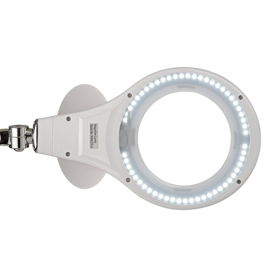 LED-lupeklemmlampe MAULmacro, hvit