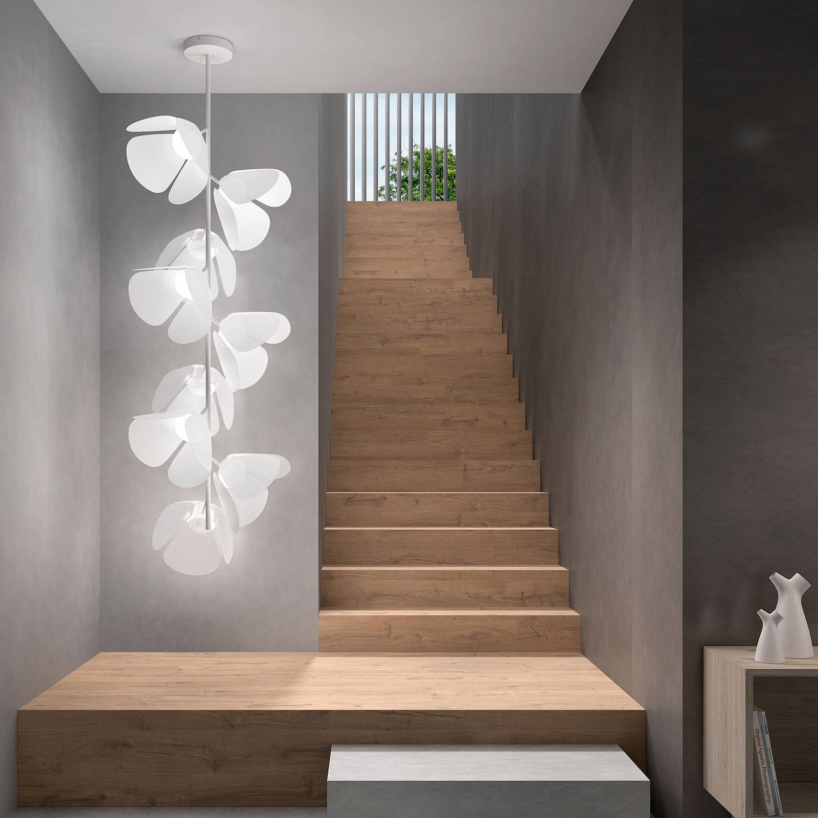 Bover Mod PF/73/9L LED-taklampe, hvit perforert