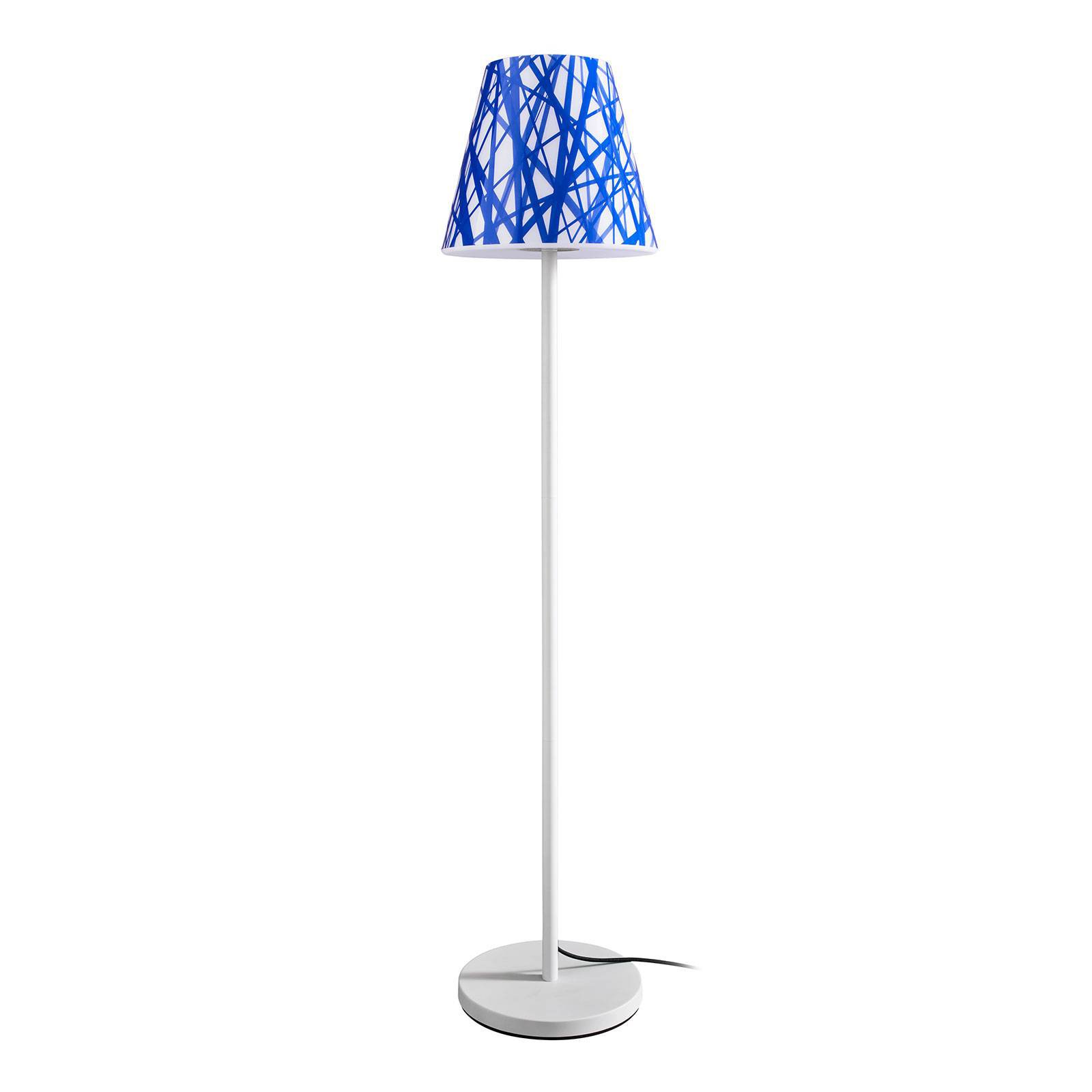 Gulvlampe Swap Outdoor, lampeskjerm med blå linjer