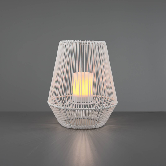 LED-solbordlampe Mineros, hvit, 30,5 cm høy